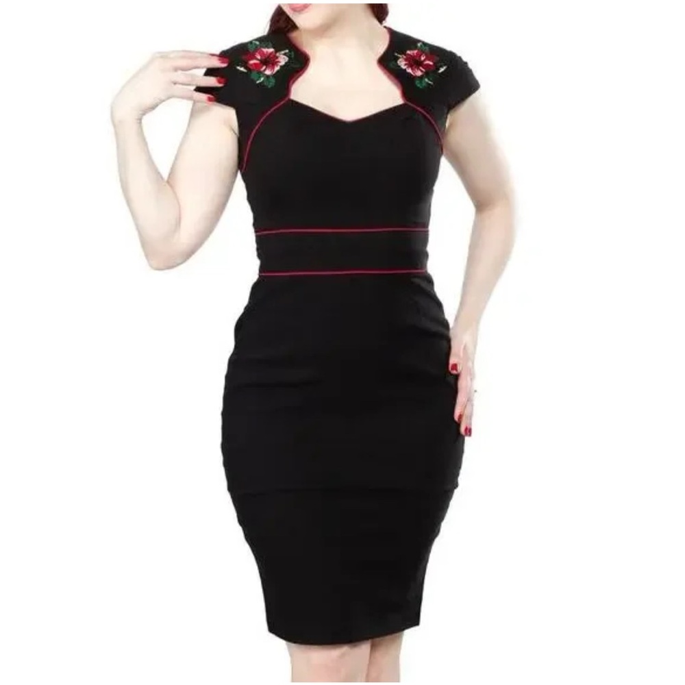 Hell Bunny Hibiscus Embroidered Dress
